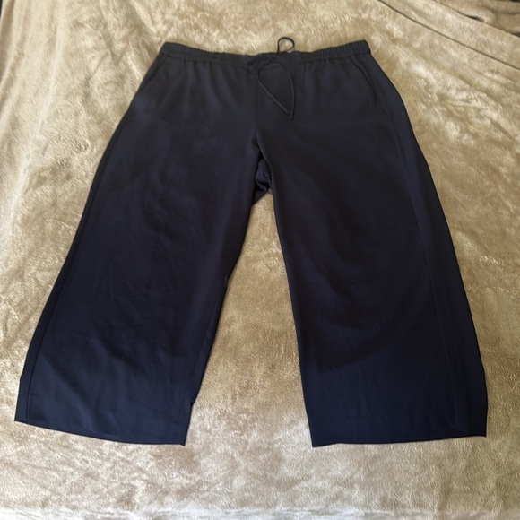Talbots Navy Blue Pull-On Wide Leg Elastic Waist Drawstring  Pants - Picture 3 of 11